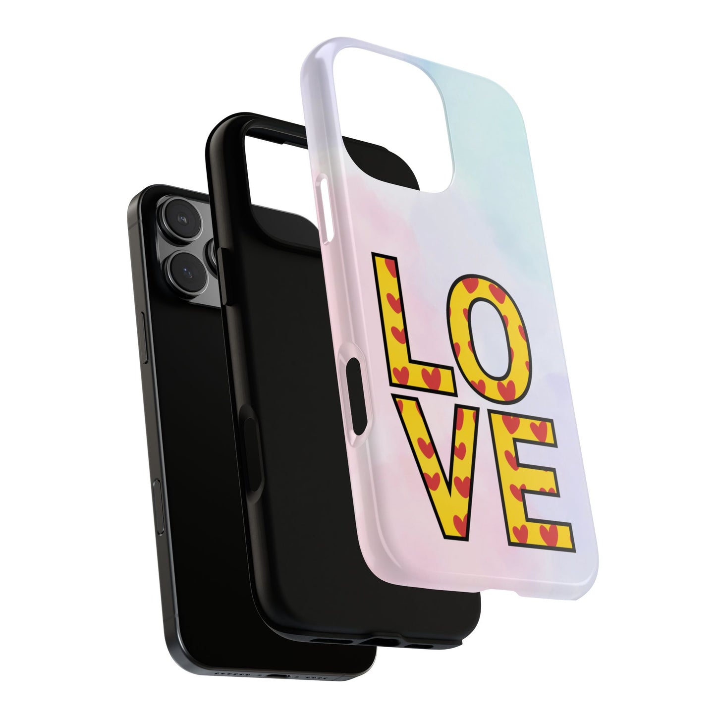 Valentine LOVE Tough Phone Case - Hearts Pattern on Yellow Background