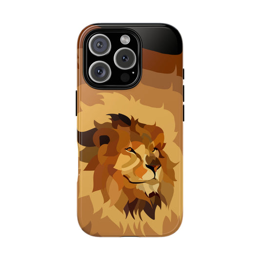 Majestic Lion Tough Phone Case - Warm Abstract Animal Art for Popular Smartphones - Regal Safari Style