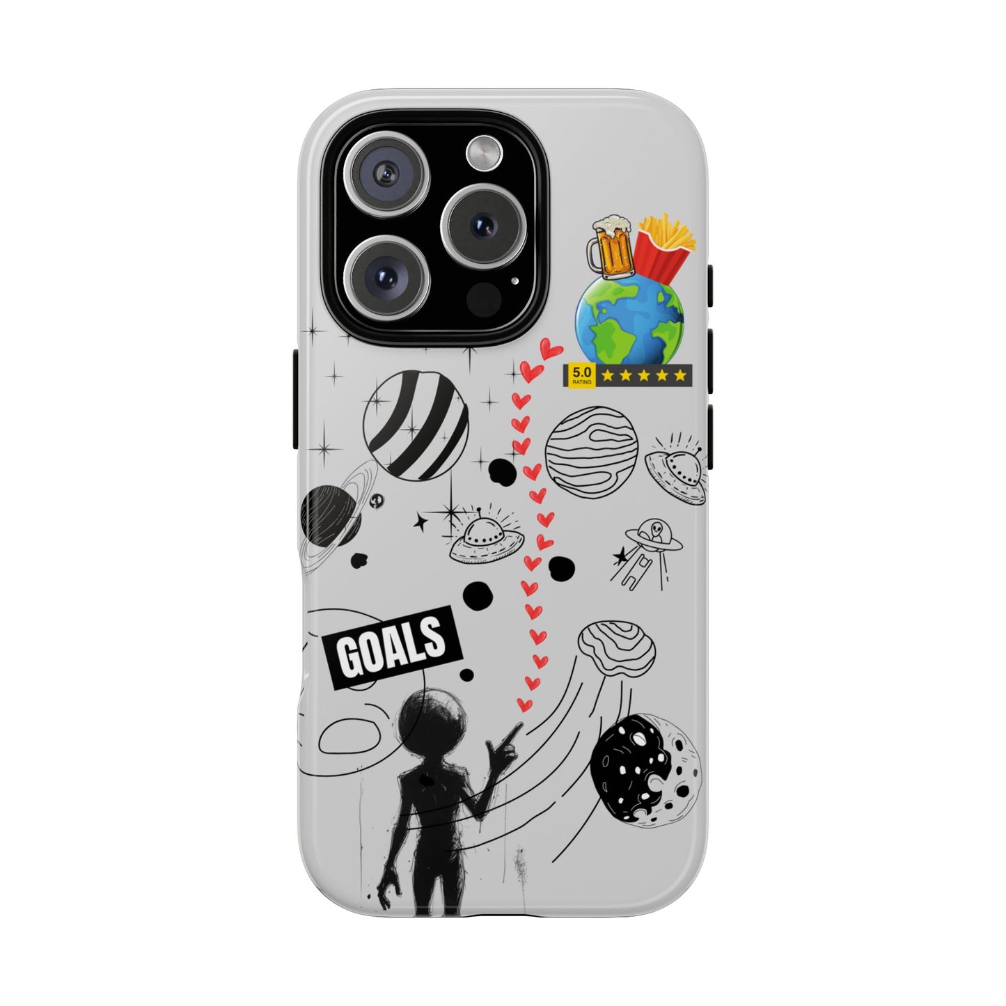 Funny Alien Goals Phone Case for iPhone 16 15 14 13 12 11 Pro Max, Samsung Galaxy S25 S24 S23 S22 S21 S20 Plus Ultra& Google Pixel 9 6 7 6