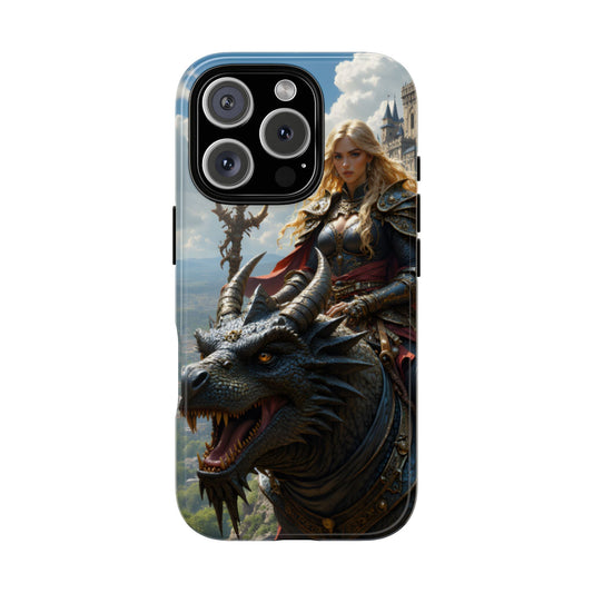 Dragon Rider Tough Phone Case - Fantasy Art, Gift for Gamers, Unique Accessories, Mythical Creature Design