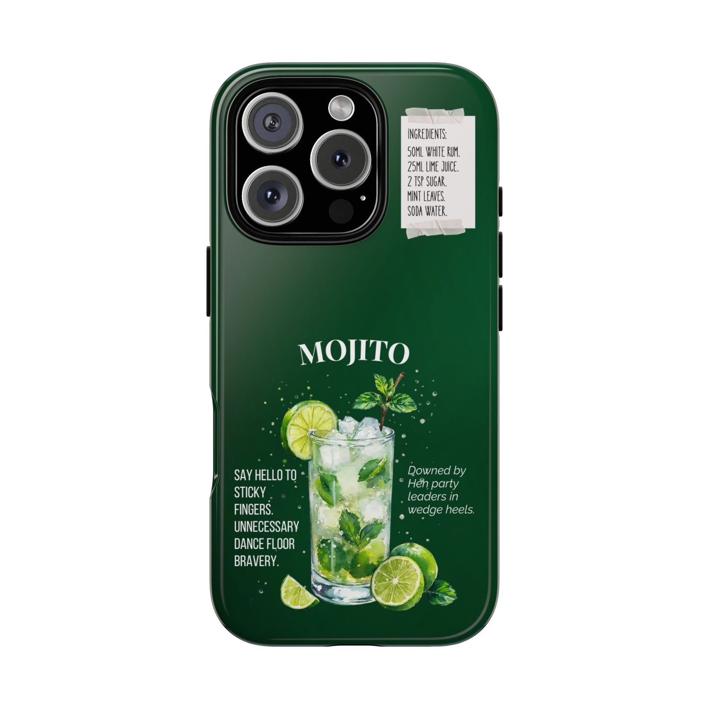 Mojito Cocktail Tough Phone Case - Sarcastic Funny Drink Recipe Cover for Popular Smartphones