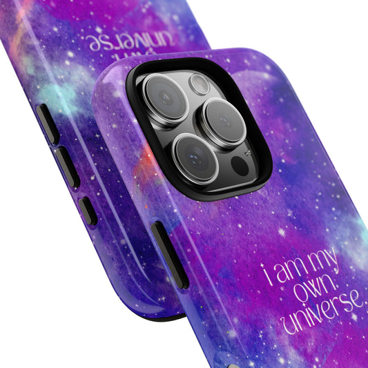 I Am My Own Universe Galaxy Phone Wallpaper - Cosmic Purple Space Aesthetic Background for Popular Smartphones
