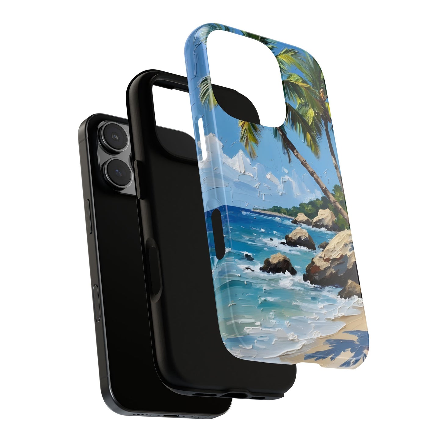 Impasto Beach Scene Phone Case for iPhone 16 15 14 13 12 11 Pro Max Mini, Samsung Galaxy S25 S24 S23 S22 S21 S20 Plus Ultra and Google Pixel