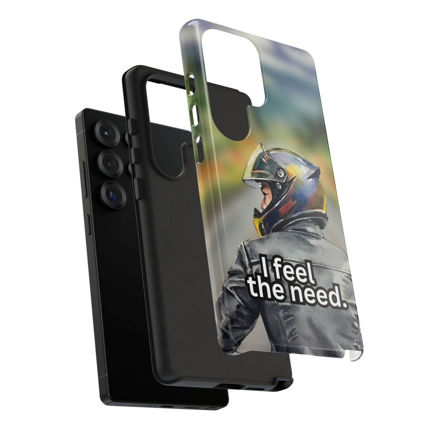 Motorcycle Rider Tough Phone Case - Biker Helmet Road Art Protection