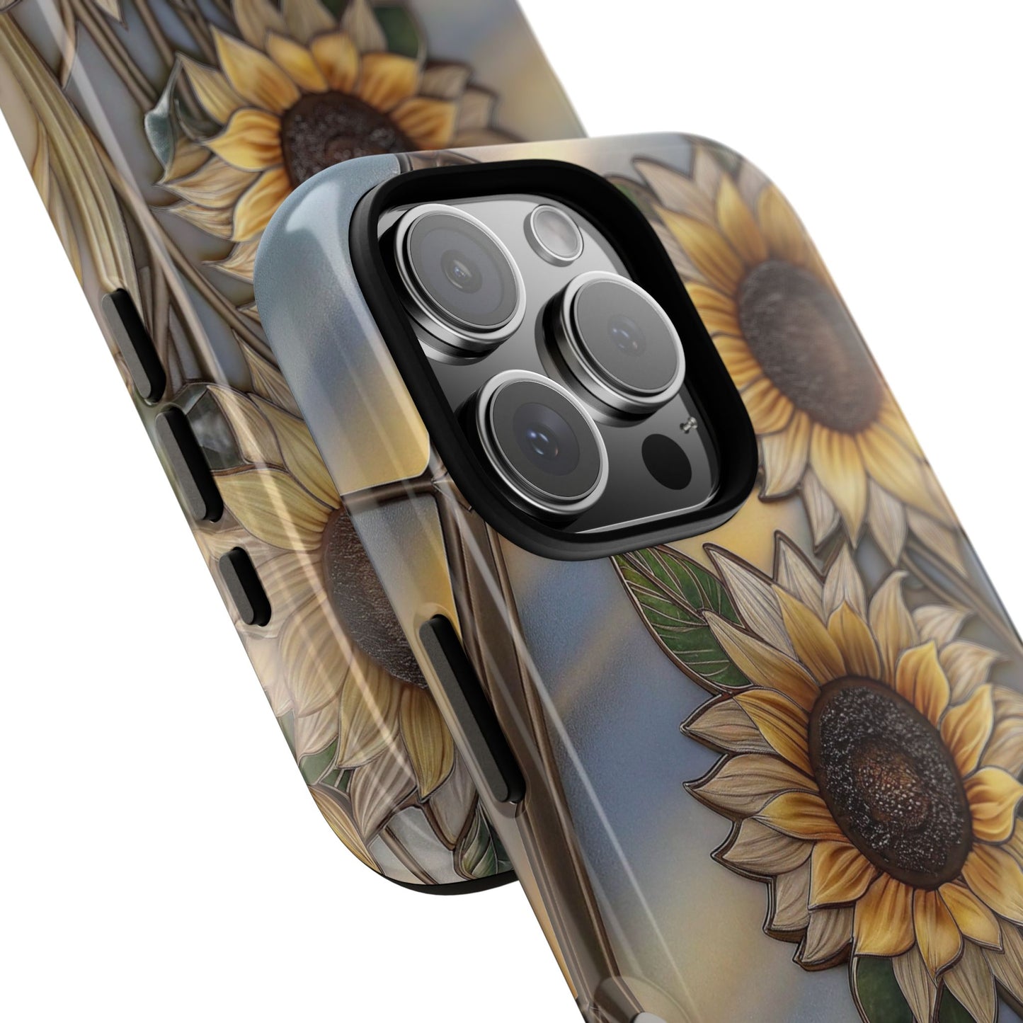 Stained Glass Sunflower Tough Case, Flower Art Cell Phone Cover, Protective iPhone Samsung Google, Gift for Her, Floral Phone Case,