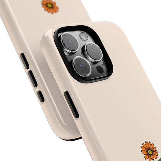 Minimalist Orange Flower Phone Case - Simple Botanical Design - Soft Aesthetic Tough Case