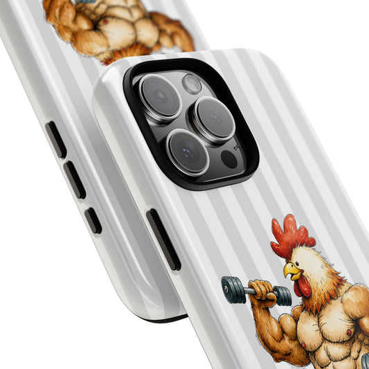 Six Peck Chicken Phone Case - Gym Chicken Design - Fitness Humour Tough Case for iPhone Samsung Pixel