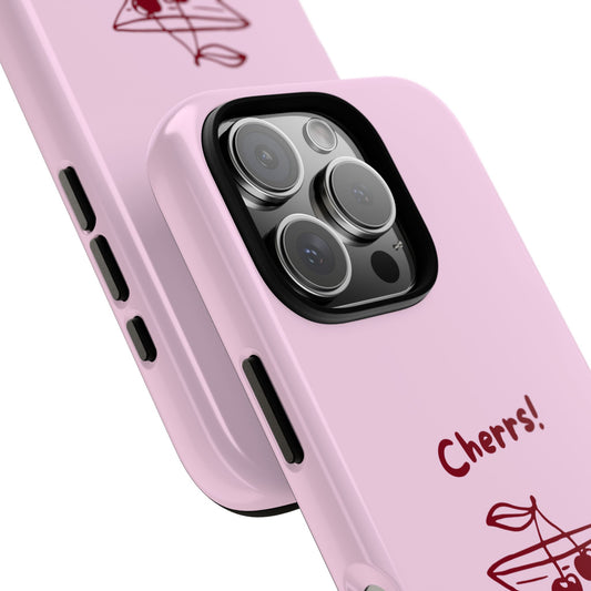 Cherrs Cocktail Cherry Phone Case - Pink Martini Glass Design for Smartphones