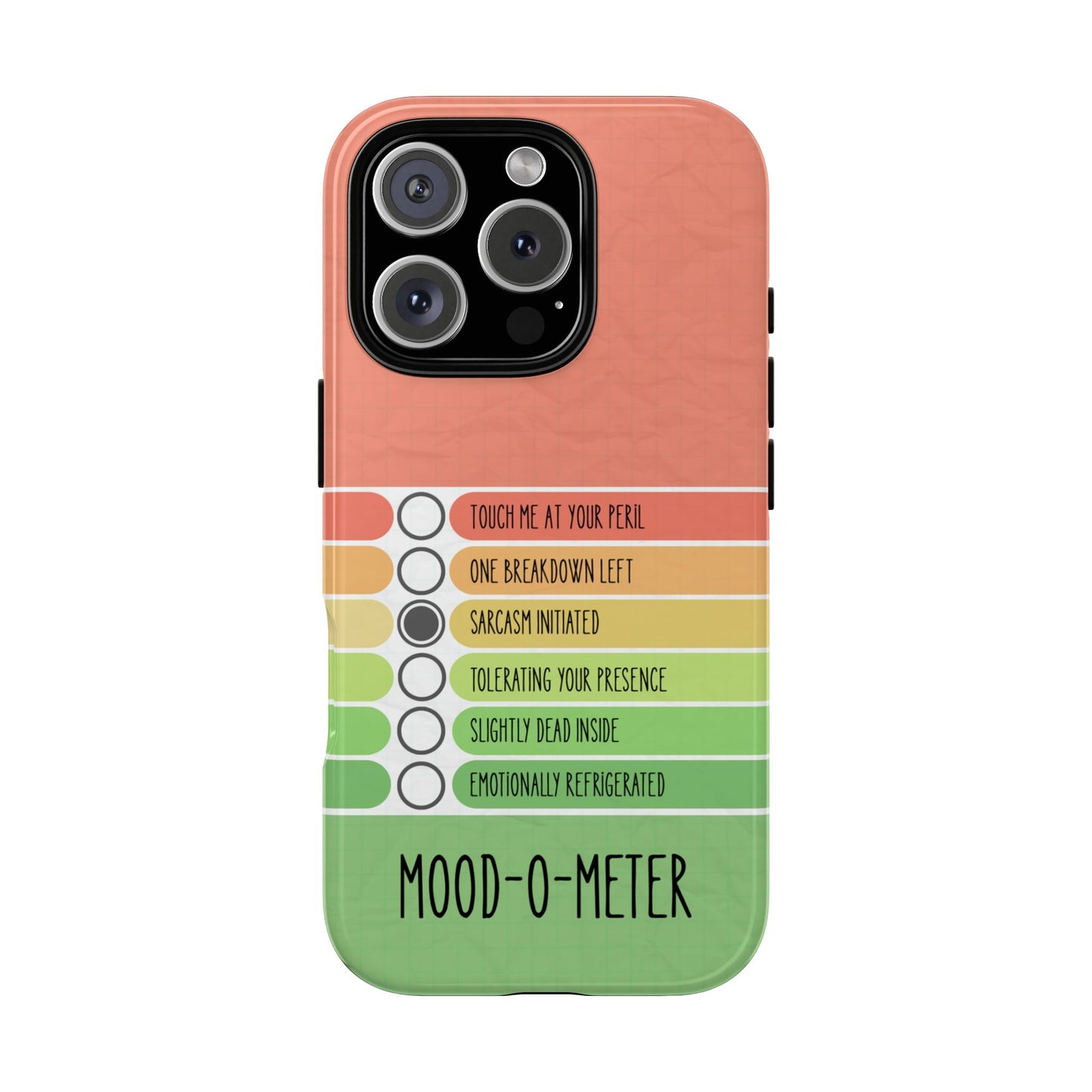 Mood-O-Meter Phone Case - Funny Mood Tracker for iPhone & Samsung, Sarcastic Quote Gift, Passive Aggressive Daily Mood Chart