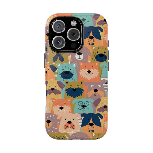 Doodle Dog Phone Case - Colorful Cartoon Pup Pattern for Popular Smartphones - Cute Dog Lover Gift - International Dog Day Design