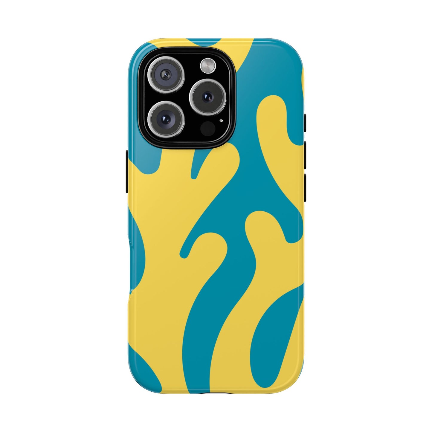 Teal & Yellow Seaweed Abstract Phone Case - Large Scale Organic Line Art, Fits iPhone, Samsung Galaxy and Google Pixel, various models