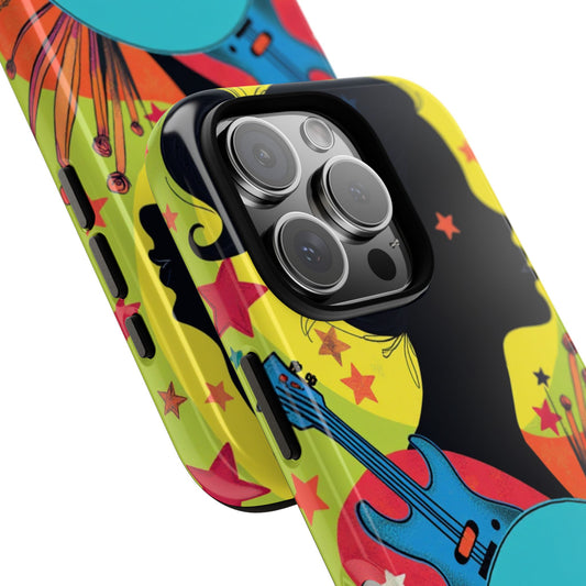 Retro Vinyl Music Tough Phone Case - Psychedelic Guitar Pop Art