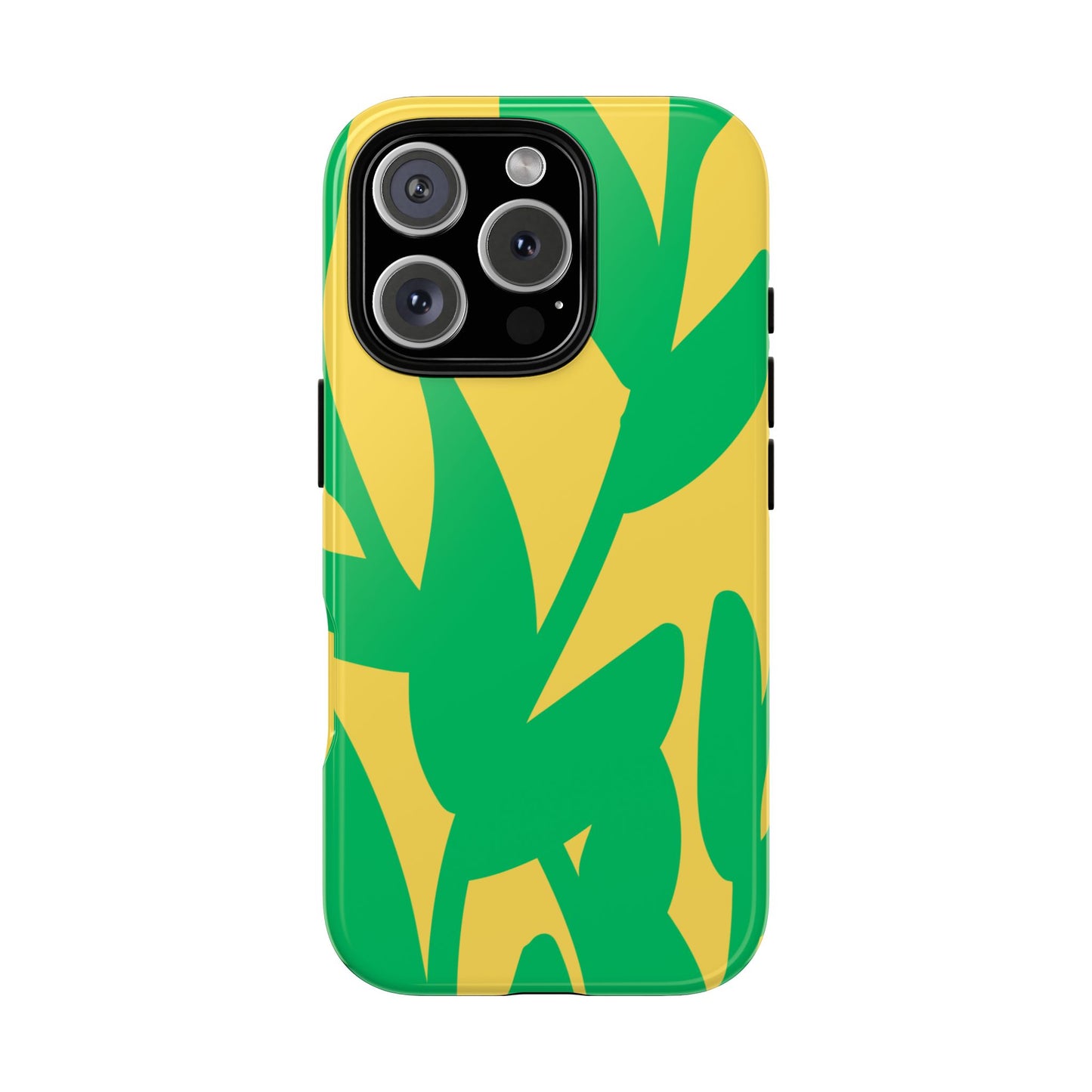 Yellow & Green Abstract Nature Phone Case - Bold Leafy Art, Botanical-Inspired Design, Fits iPhone, Samsung Galaxy Series and Google Pixel