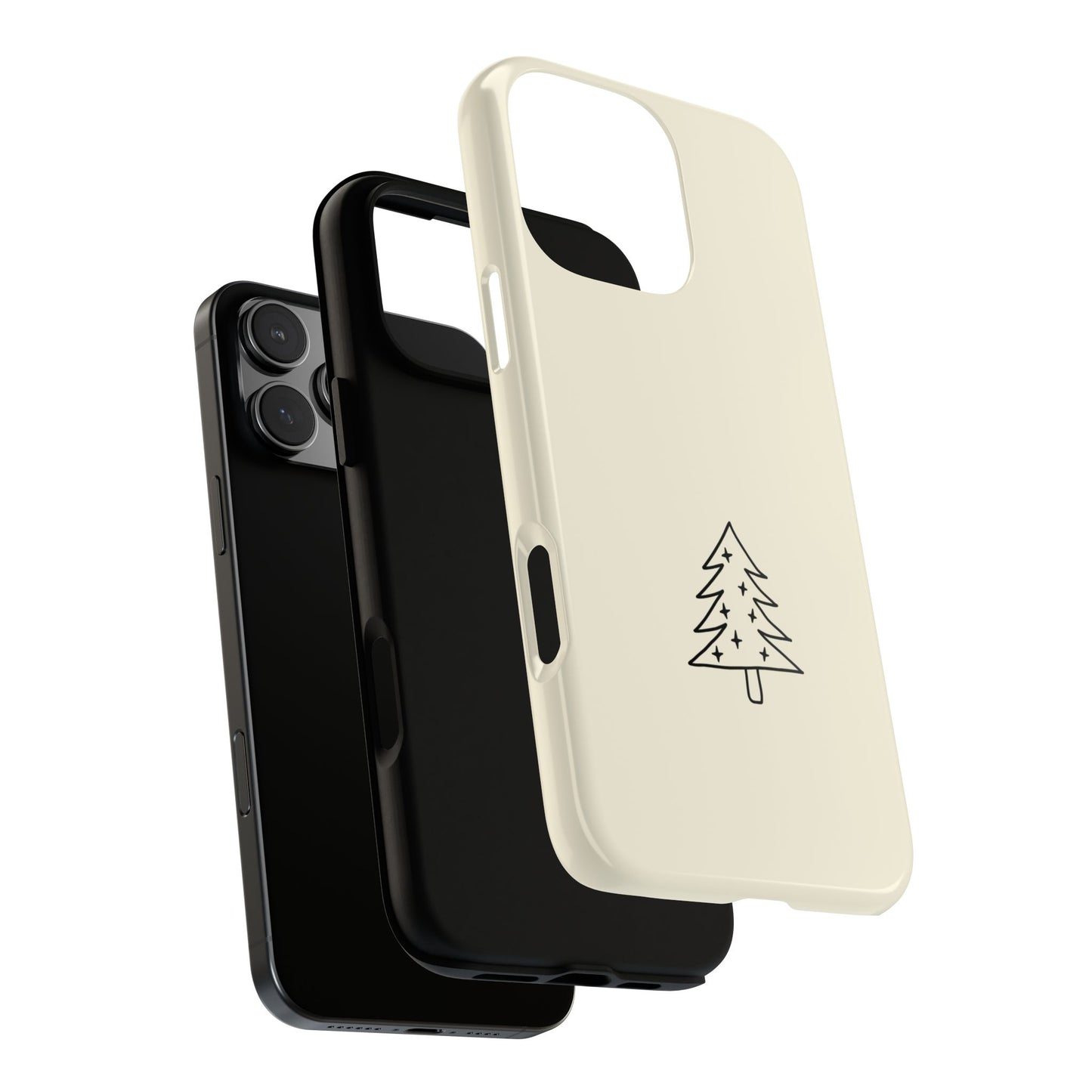 Minimalist Christmas Tree Tough Phone Case - Simple Festive Line Art Design