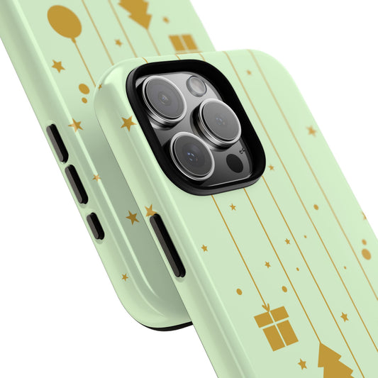 Minimal Gold Ornaments Tough Phone Case - Modern Christmas Design with Elegant Festive Charm