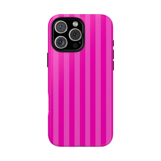 Hot Pink Stripe Tough Phone Case - Vibrant Candy-Inspired Design
