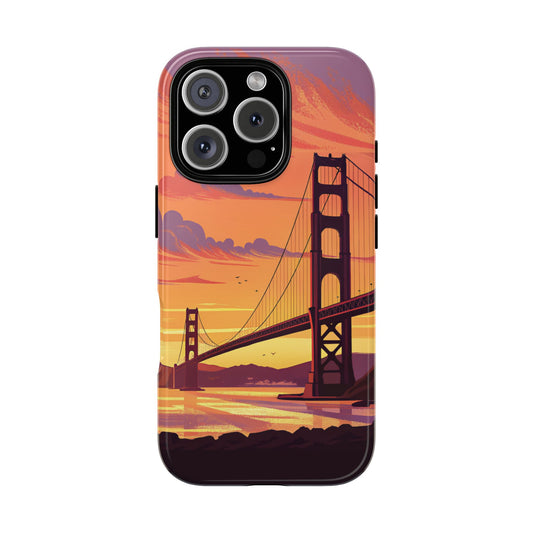 Golden Gate Bridge Sunset - San Francisco Landmark Phone Case - Californian Skyline Tough Dual Protection Cover