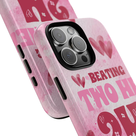 Beating Two Hearts As One Phone Case - Valentine's Day Romantic Pink Heart Tough Cover