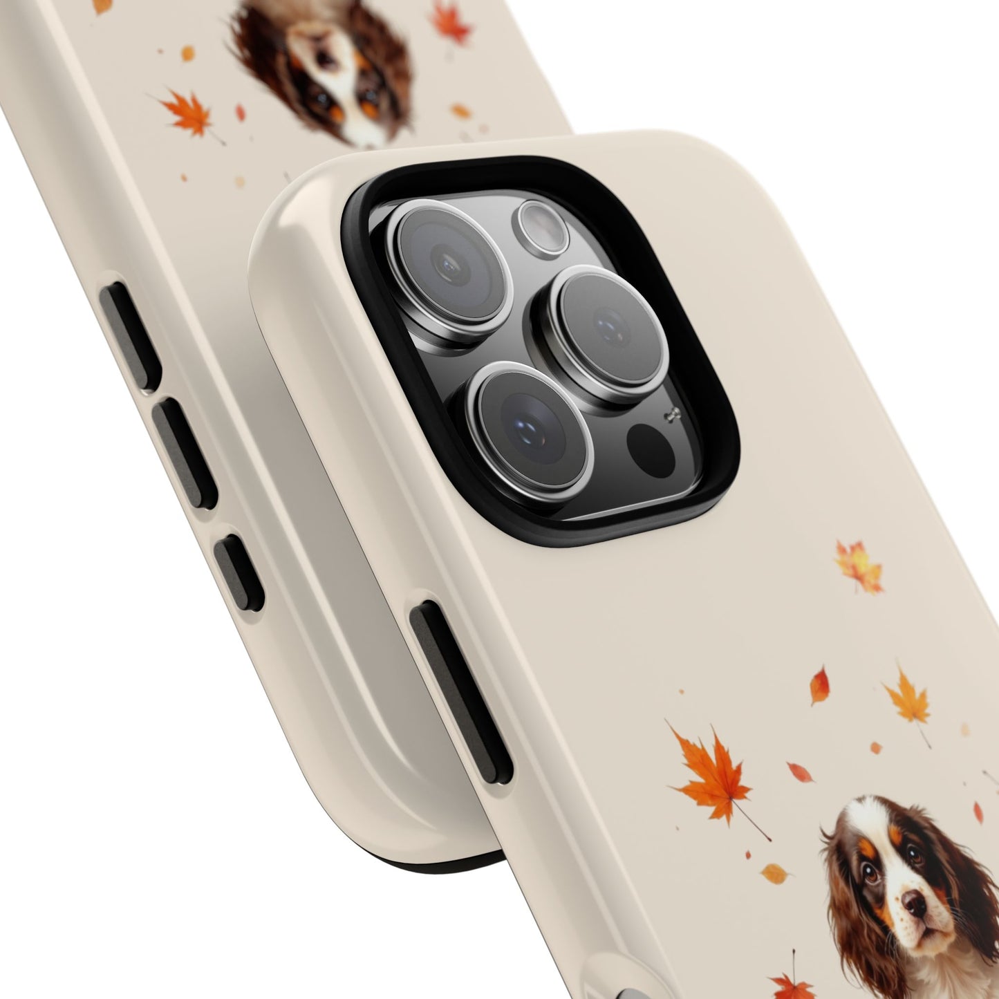 Phone Case, Springer Spaniel Puppy in Basket Among Autumn Leaves, Dog Lover Gift, Fall Accessory, Seasonal Phone Cover, Unique Fall Design