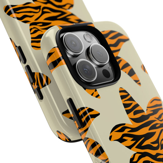 Tiger Lily Tough Phone Case - Bold Abstract Floral with Tiger Stripes