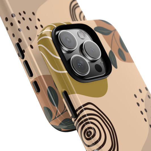 Muted Boho Botanical Phone Case - Abstract Nature-Inspired Design for Popular Smartphones - Earthy Modern Vibe