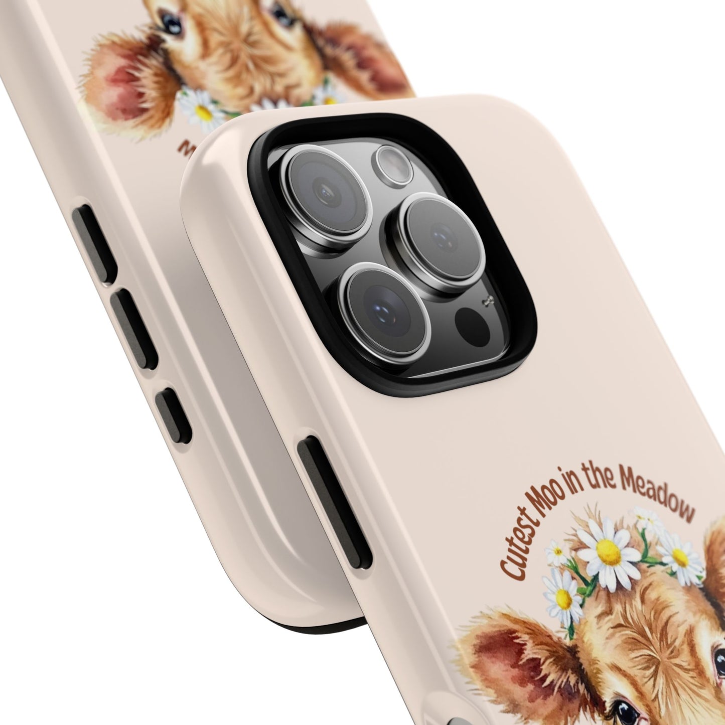 Baby Highland Calf with Daisy Crown - Cute Watercolor Tough Phone Case for Popular Smartphones