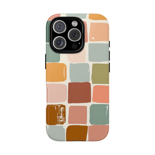 Retro Earthy Squares Phone Case - Abstract Block Colors Design for Popular Smartphones
