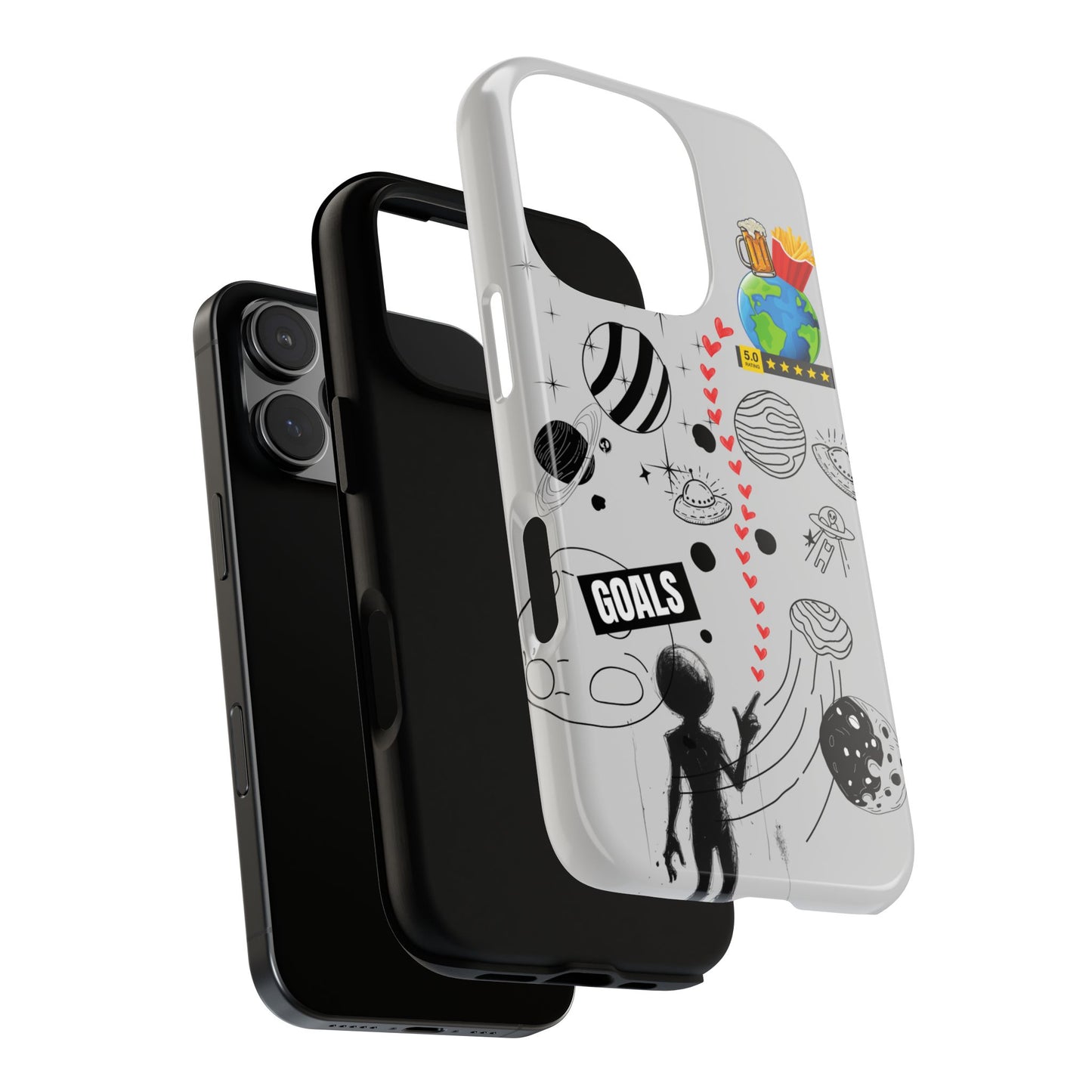 Funny Alien Goals Phone Case for iPhone 16 15 14 13 12 11 Pro Max, Samsung Galaxy S25 S24 S23 S22 S21 S20 Plus Ultra& Google Pixel 9 6 7 6