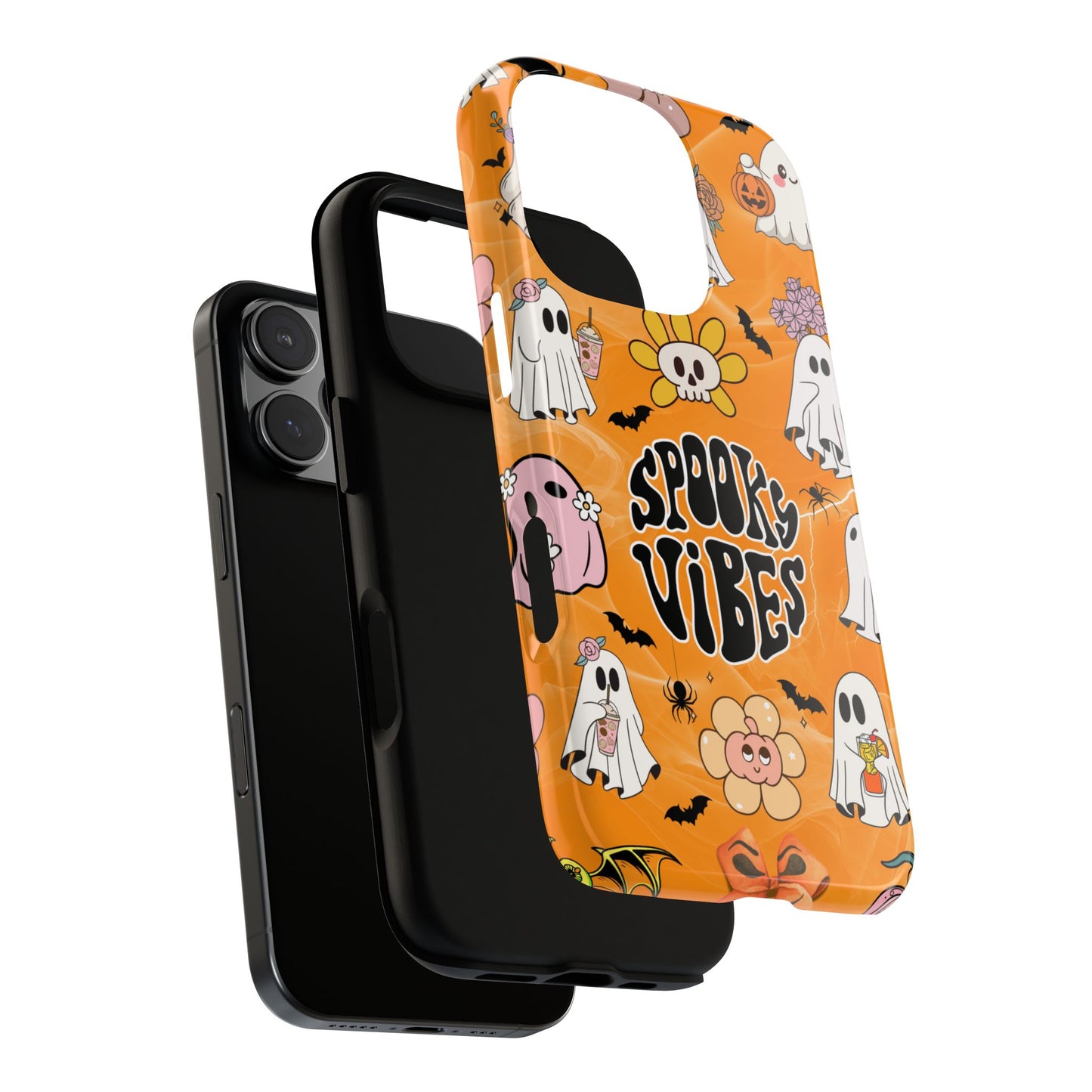 Spooky Vibes Halloween Ghosts - Cute Retro Autumn Tough Phone Case for Popular Smartphones