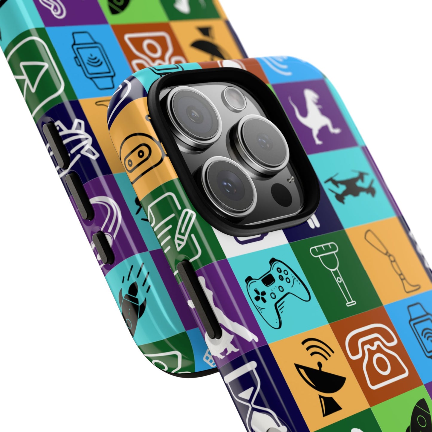 Past and Present Phone Case - Nostalgic & Modern Symbolic Collage Design for iPhone 16 to 11, Samsung S25 to S20 and Google Pixel