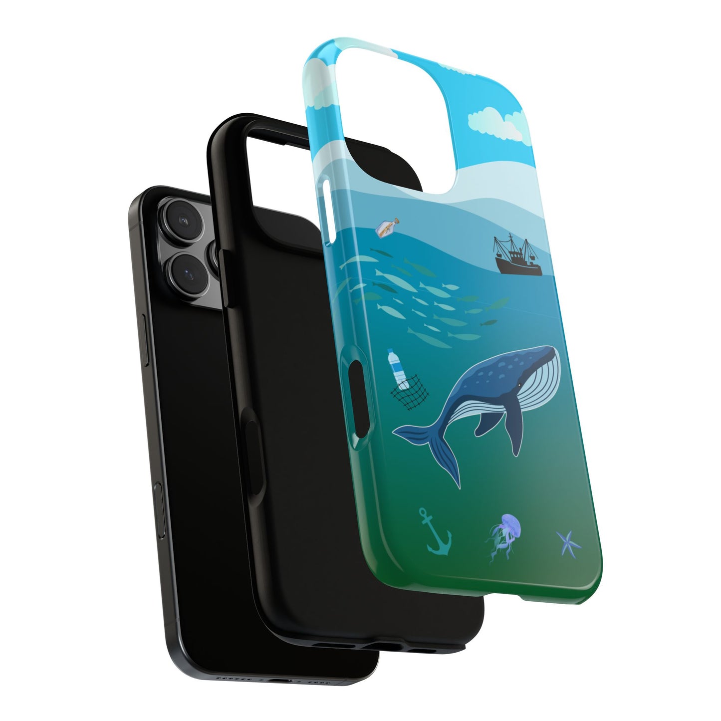 Whale Ocean Phone Case - Marine Life Illustration - Ocean Conservation Awareness Tough Case