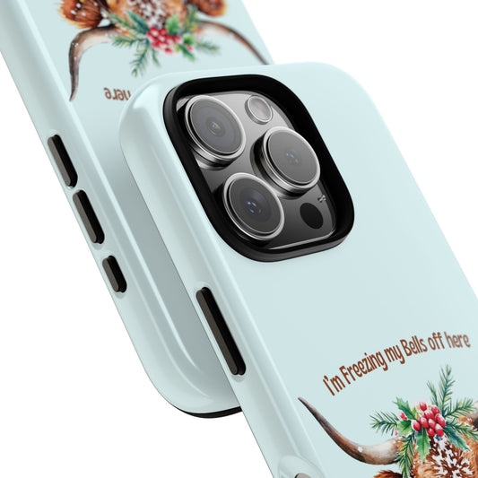 Winter Highland Cow with Holly - Festive Watercolor Tough Phone Case for Popular Smartphones