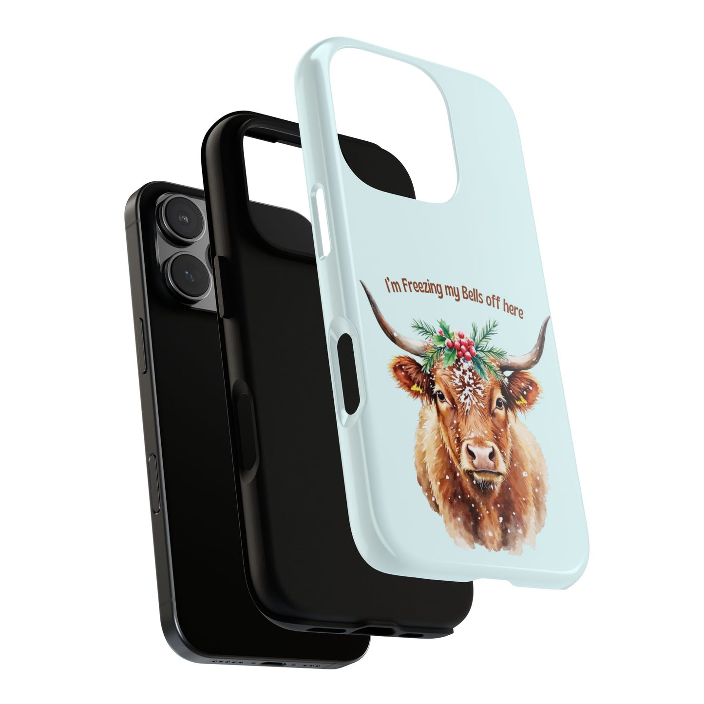 Winter Highland Cow with Holly - Festive Watercolor Tough Phone Case for Popular Smartphones