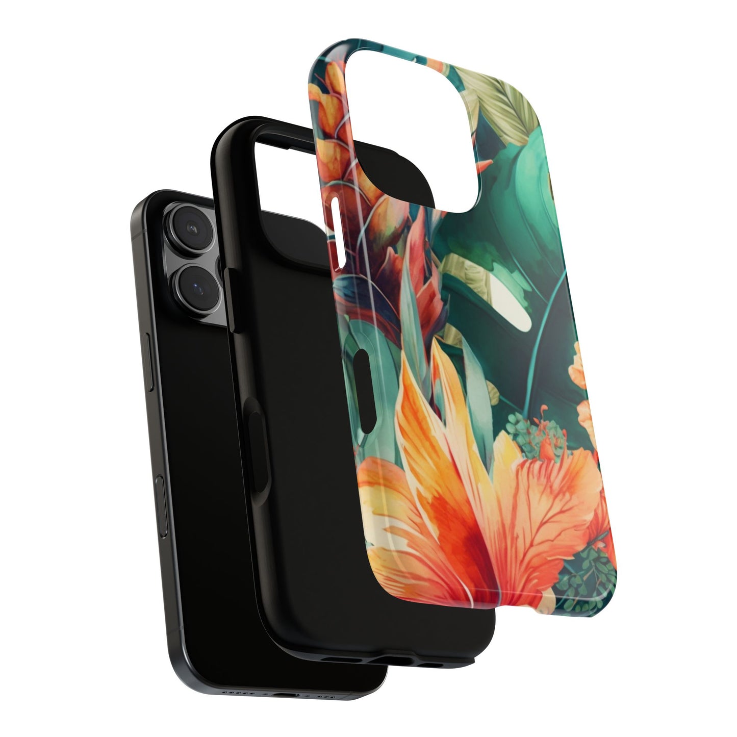 Tough Cases, Watercolor Tropical Flowers Phone Case, Floral Design Phone Cover, Gift for Her, iPhone Samsung Google, Unique Gift