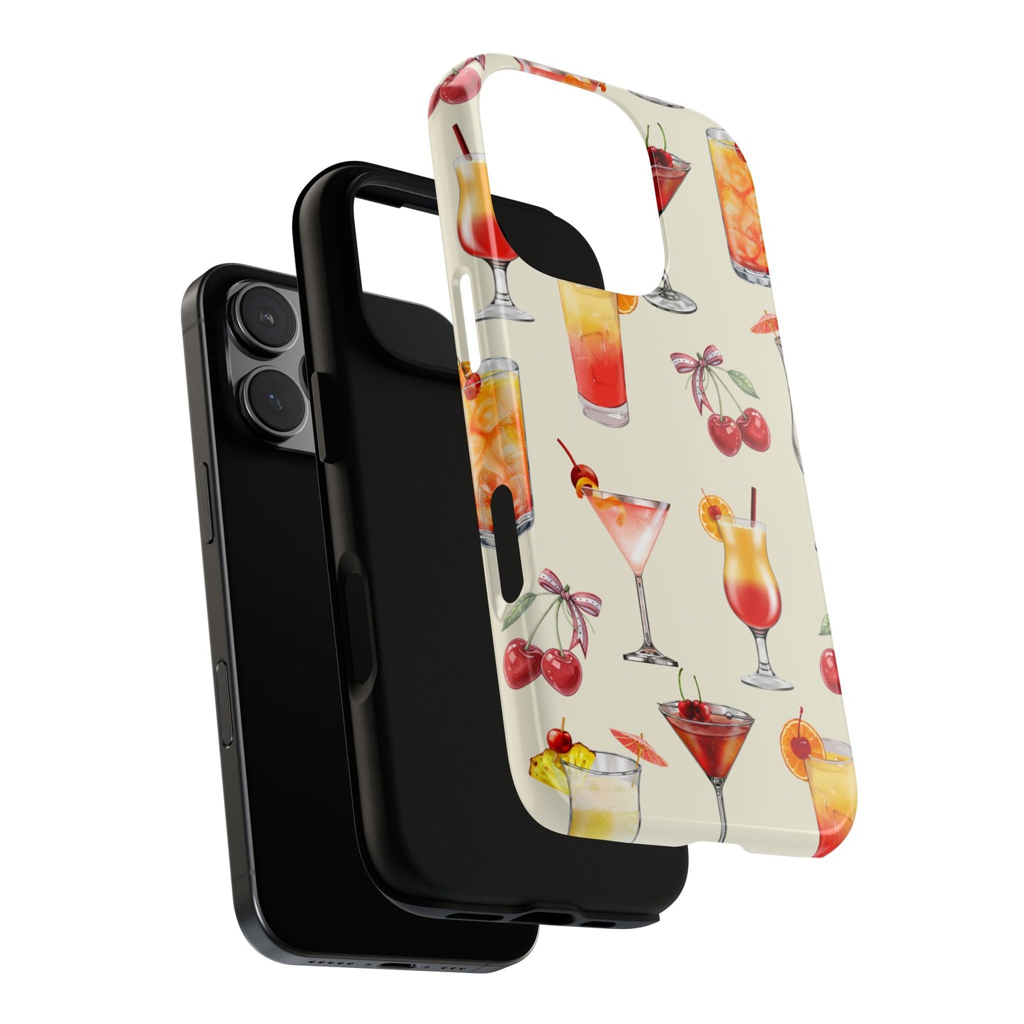 Cute Red Cherry Cocktails Tough Case for iPhone, Samsung, Google - Tough Phone Cover, Gift for Cocktail Lovers, Cherry Design, Protective