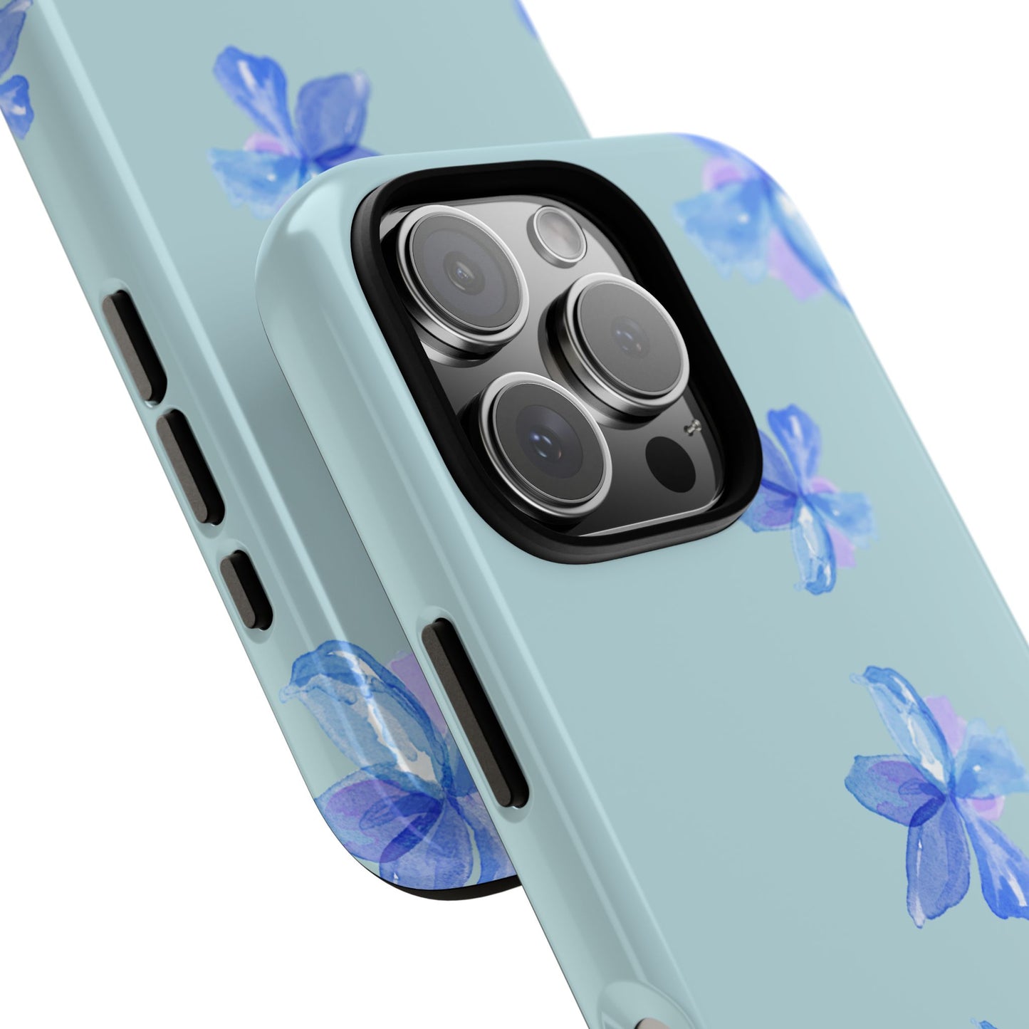 Blue Flower Tough Cases, Protective Phone Cover for Her, 3D Wrap Design, Gift Idea for iPhone Samsung Google, Floral Pattern Case