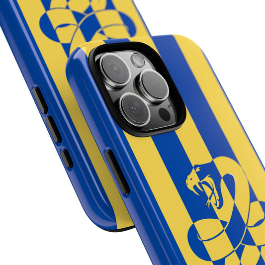 Cobra Snake Tough Phone Case - Blue Gold Stripe