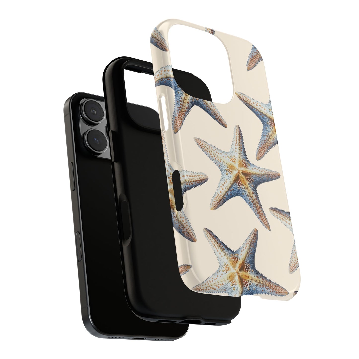 Gold Starfish Tough Phone Case - Elegant Coastal Design on Cream Background for iPhone 16 15 14 13 12 11 Pro Max, Samsung & Google Pixel