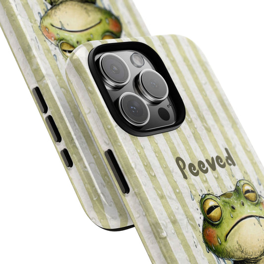 Peeved Frog Phone Case - Grumpy Rainy Frog Illustration Tough Cover