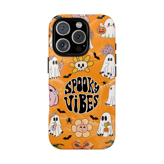 Spooky Vibes Halloween Ghosts - Cute Retro Autumn Tough Phone Case for Popular Smartphones