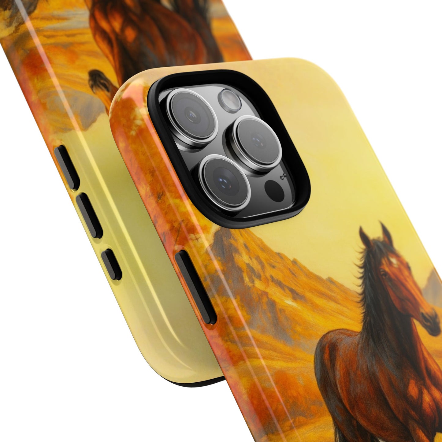 Autumn Horse on Golden Meadow Tough Phone Case - Fall Nature Art