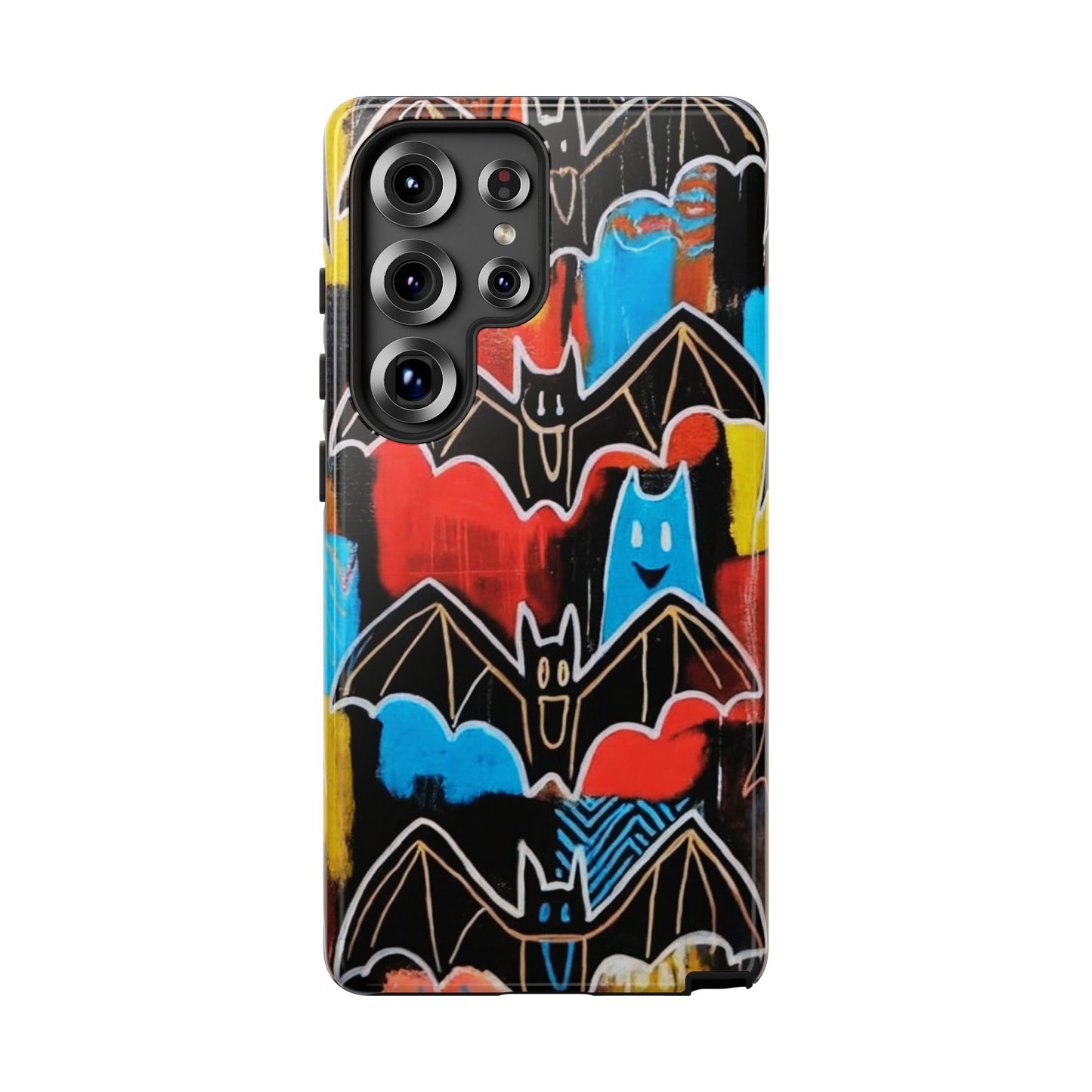 Flying Bat Graffiti Tough Phone Case - Basquiat Halloween Street Art Design