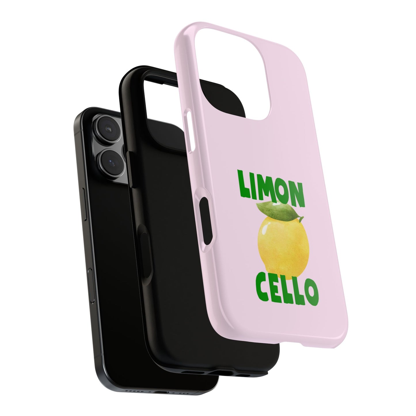 Limon Cello Lemon Phone Case - Bold Citrus Graphic on Pastel Pink - Summer Vibes iPhone & Samsung Tough Case