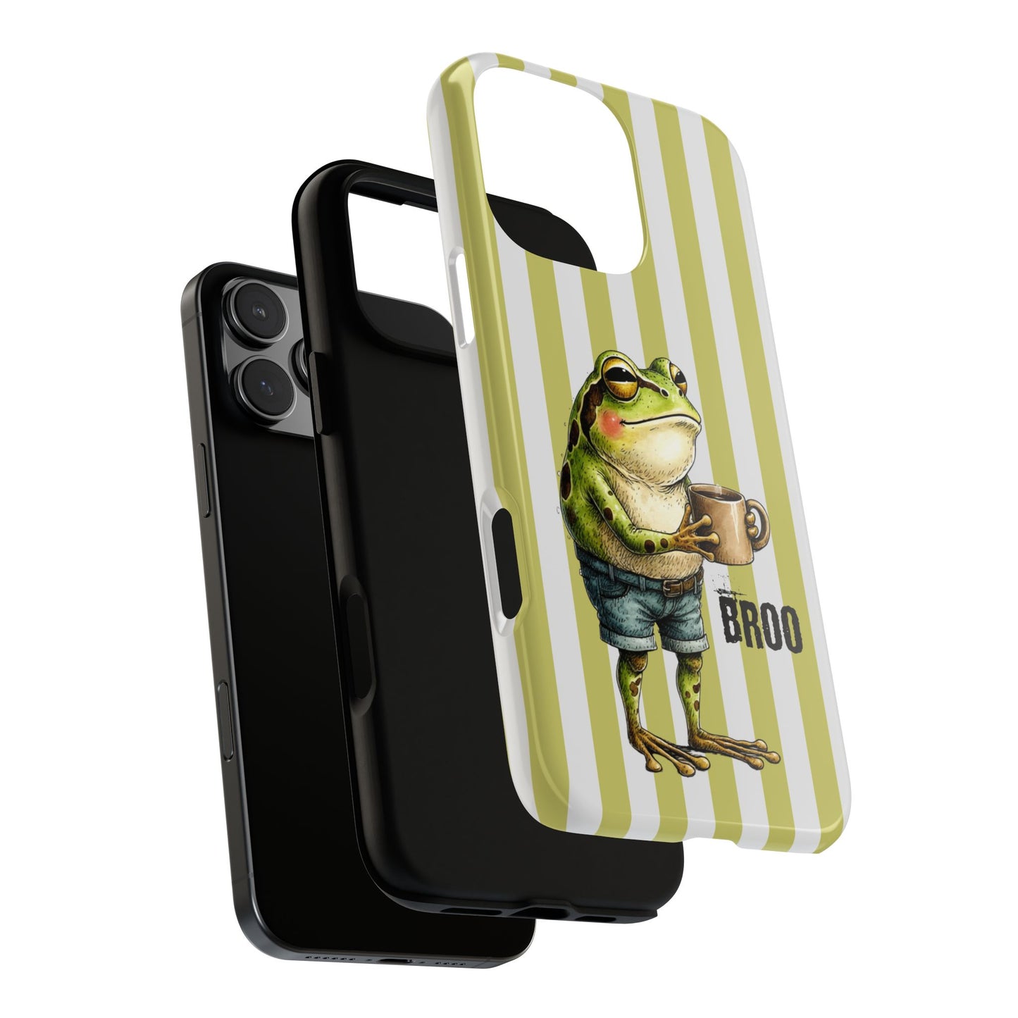 Broo Frog Phone Case - Coffee Drinking Frog Illustration - Tough Protective Case