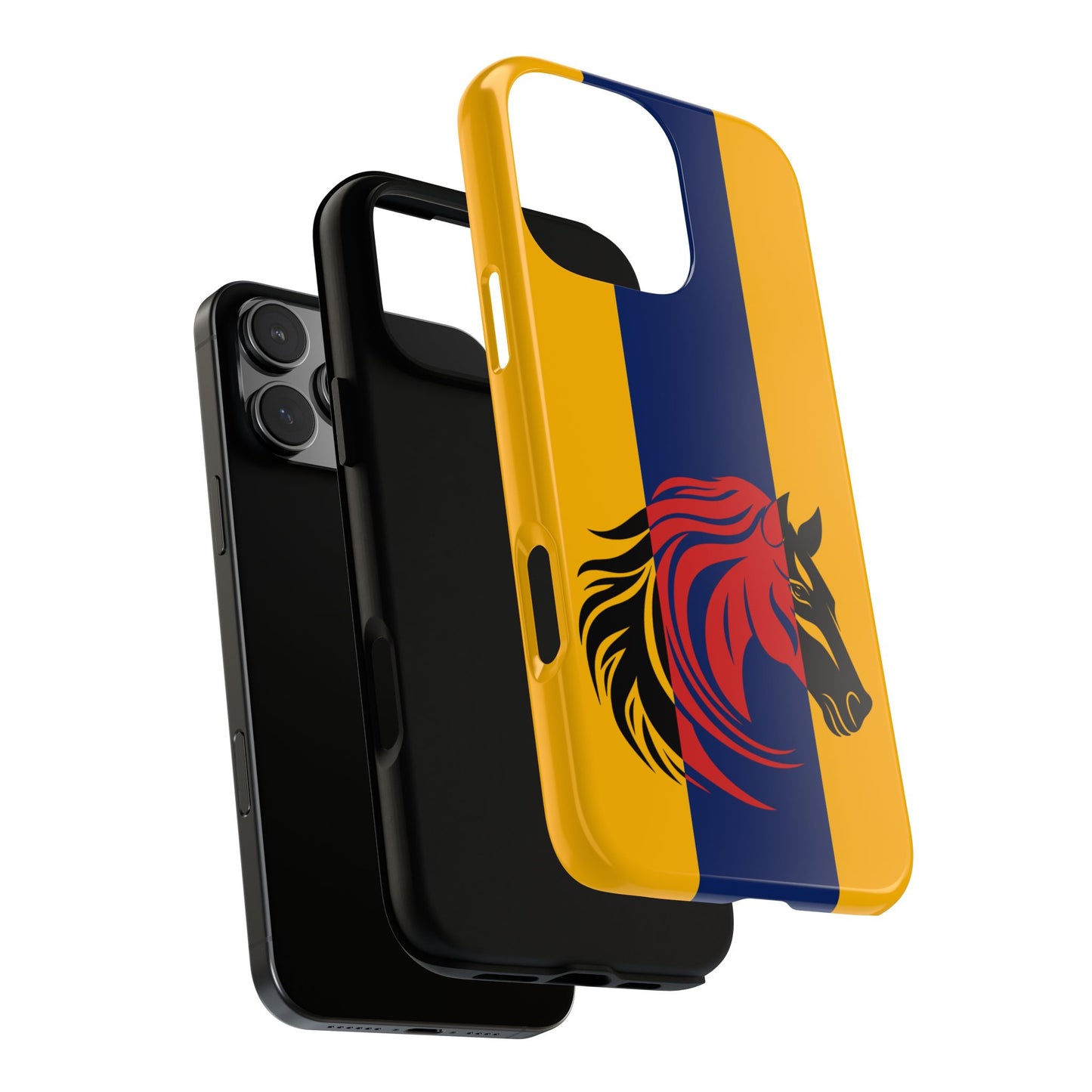 Fire & Midnight Stallion - Bold Horse Silhouette Design - Artistic Tough Phone Case for Popular Smartphones