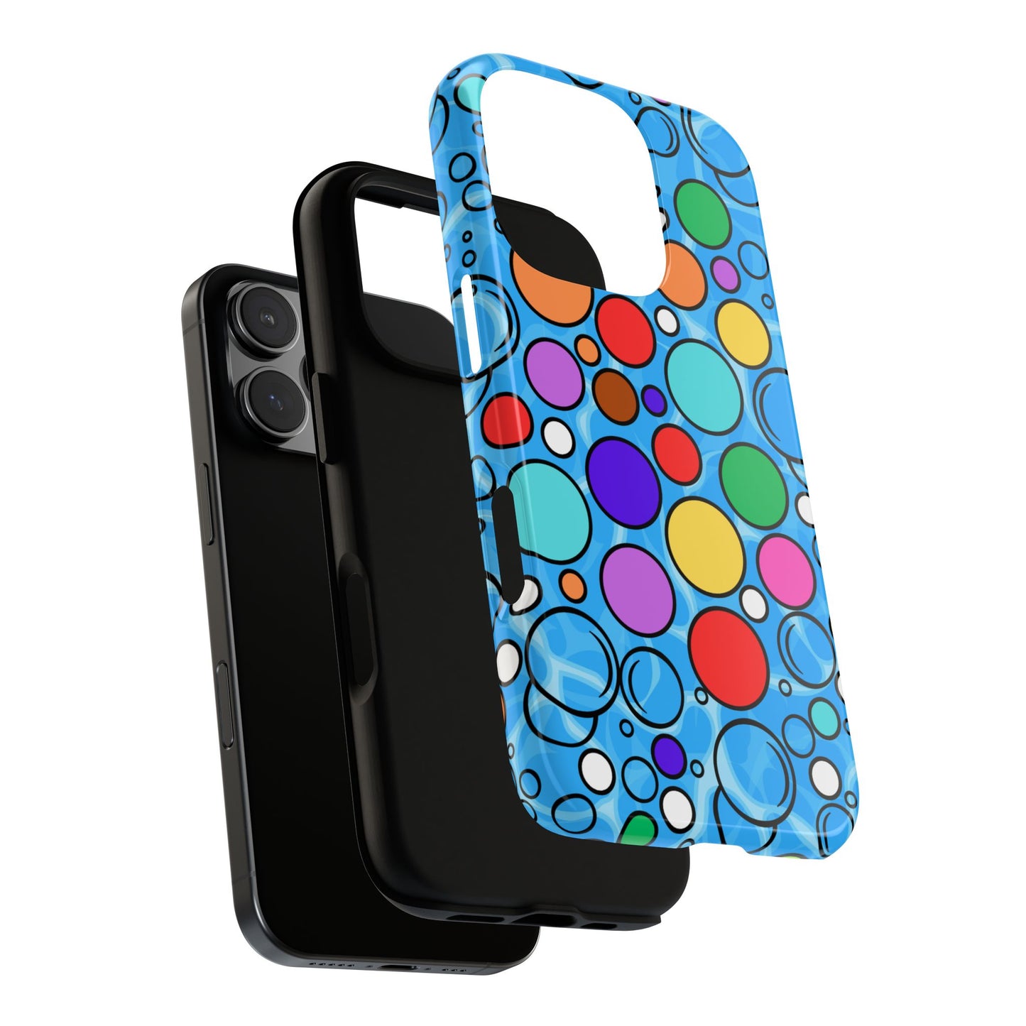 Colorful Bubble Abstract Tough Phone Case for iPhone 16 15 14 13 12 11, Samsung Galaxy S25 S24 S23 S22 S21 S20 & Google Pixel 9 6 7 6