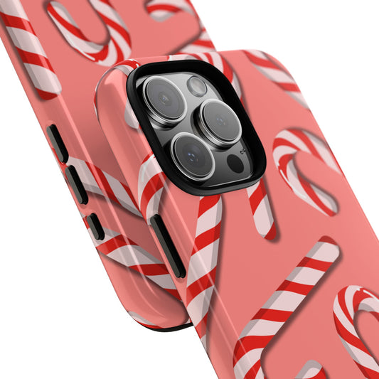 Candy Cane Tough Phone Case - Red & White Christmas Stripes