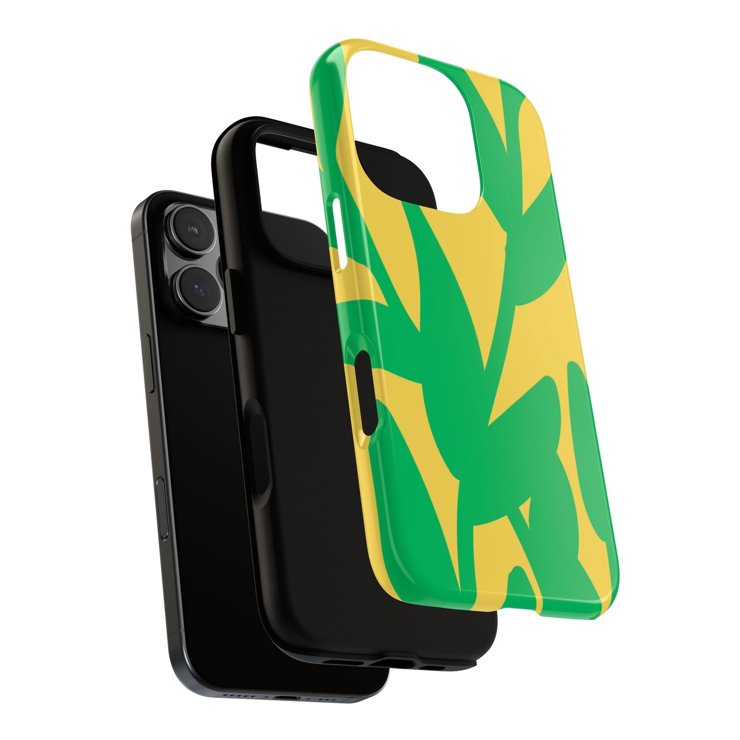 Yellow & Green Abstract Nature Phone Case - Bold Leafy Art, Botanical-Inspired Design, Fits iPhone, Samsung Galaxy Series and Google Pixel