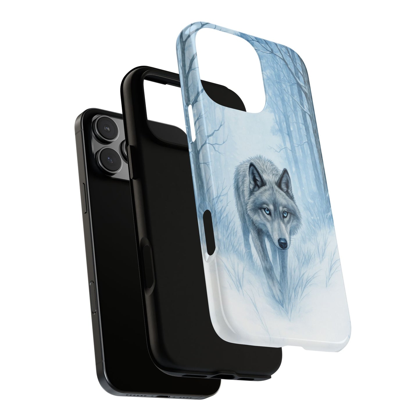 Winter Wolf - Snow Forest Phone Case - Ice Blue Animal Art - Cold Season Design - Lone Wolf Illustration Tough Case