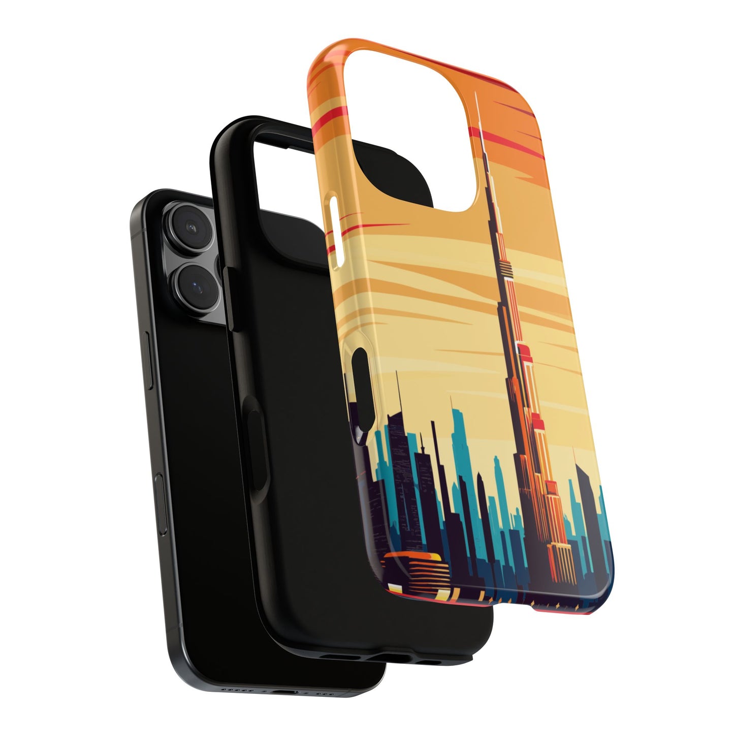 Burj Khalifa Sunset Phone Case - Dubai Skyline Landmark Design - Protective Tough Case for Popular Smartphones